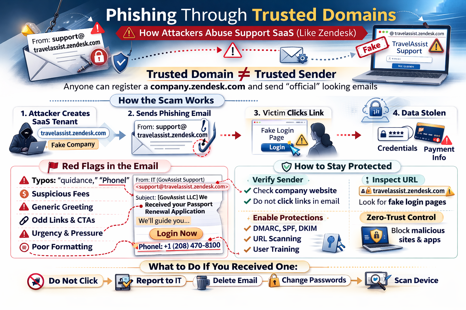Trusted Domain β Trusted Sender β Phishing via Legitimate SaaS Support Platforms